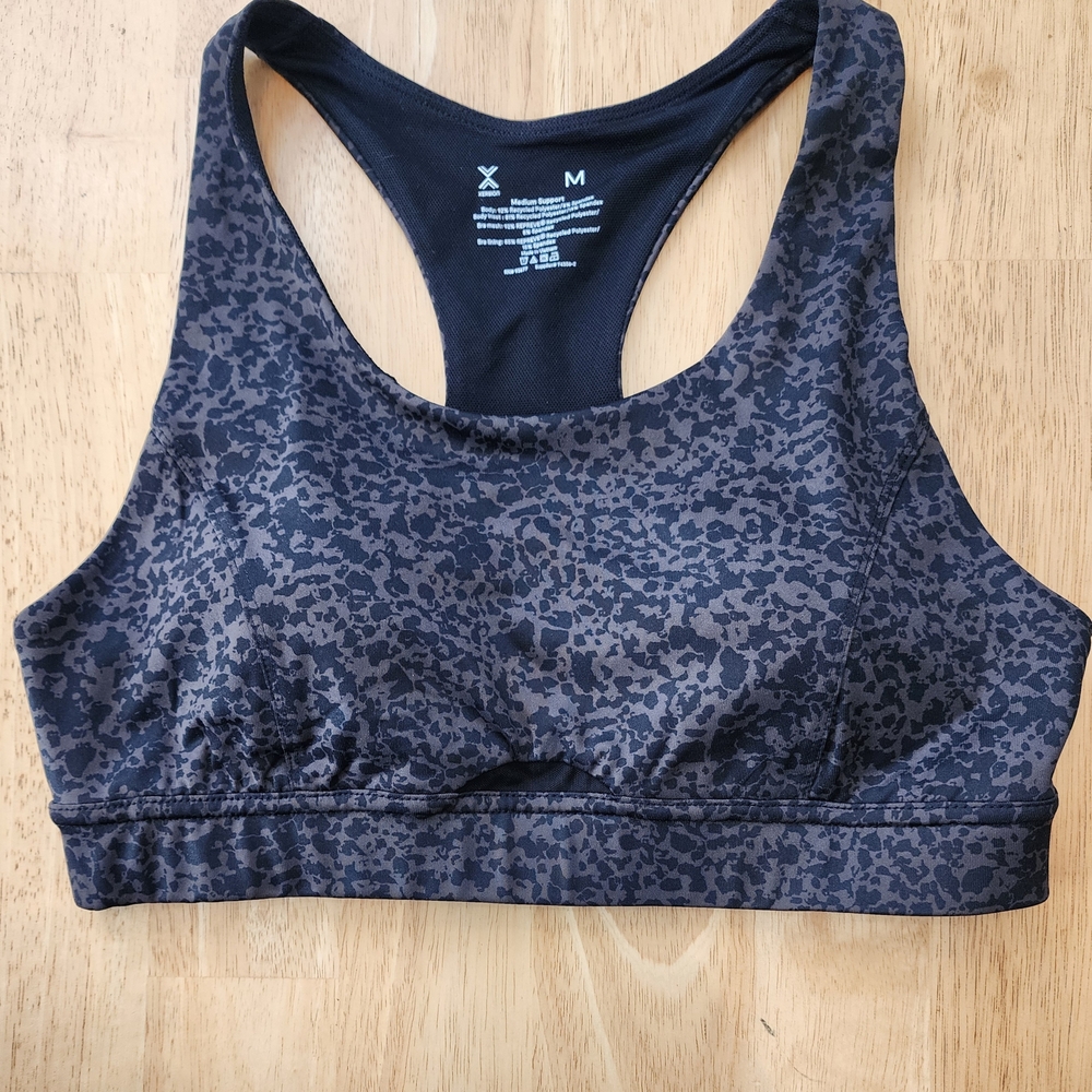 Women's M Black Leopard Print Patterned Sports Bra With Adjustable Bra Closure